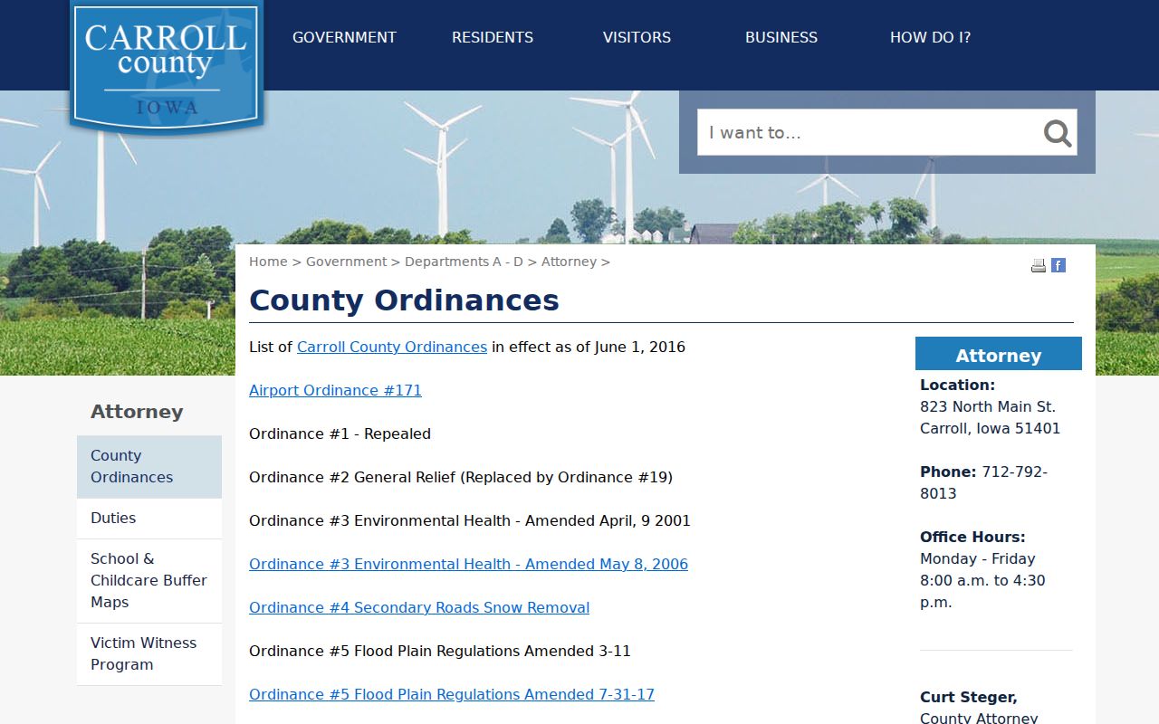 Carroll County arrest record and jail ordinance source