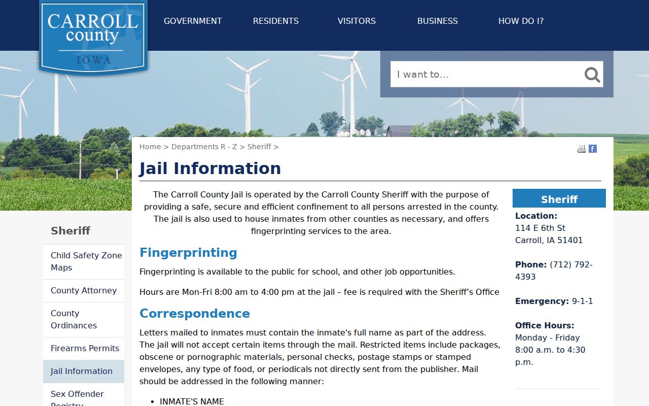 Carroll County arrest lookup jail and booking information
