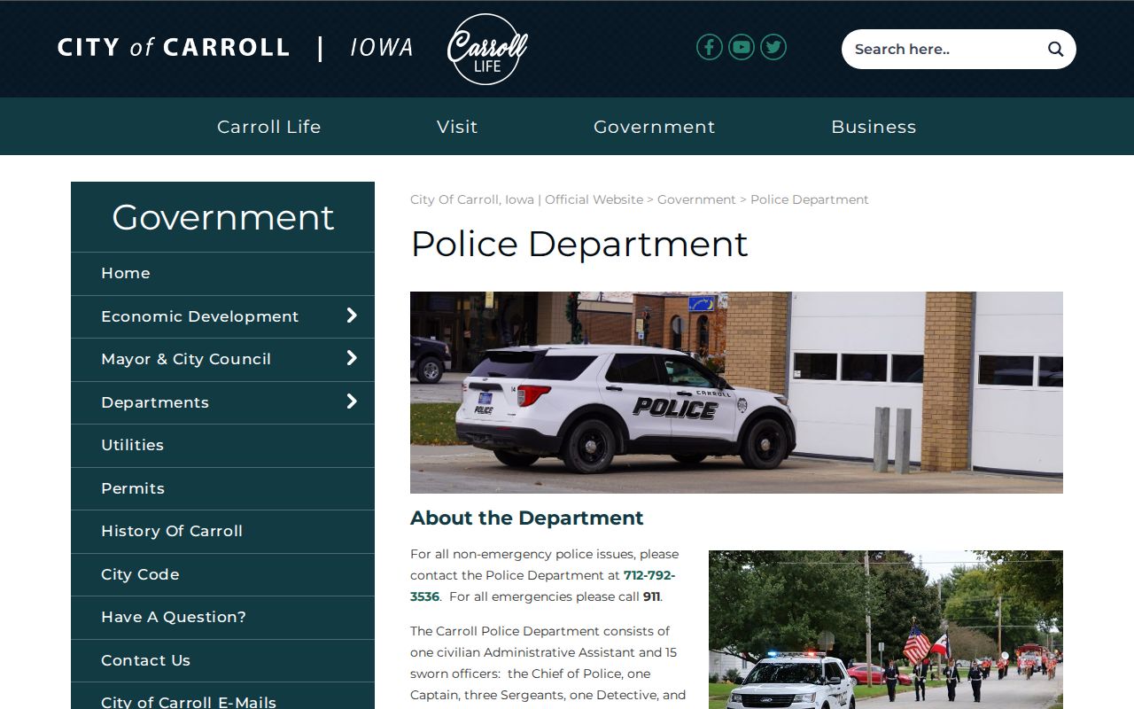 Carroll Police Department criminal records page