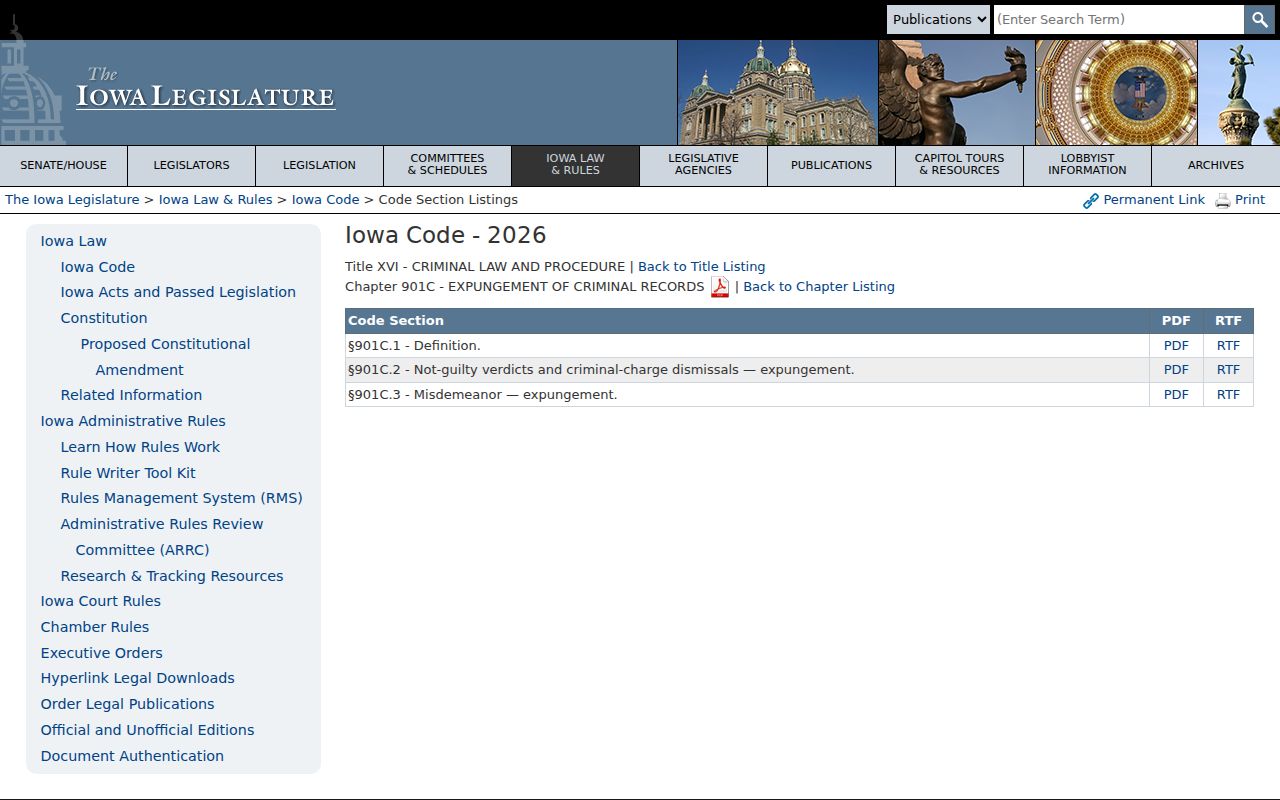 Iowa expungement law for Carroll criminal records