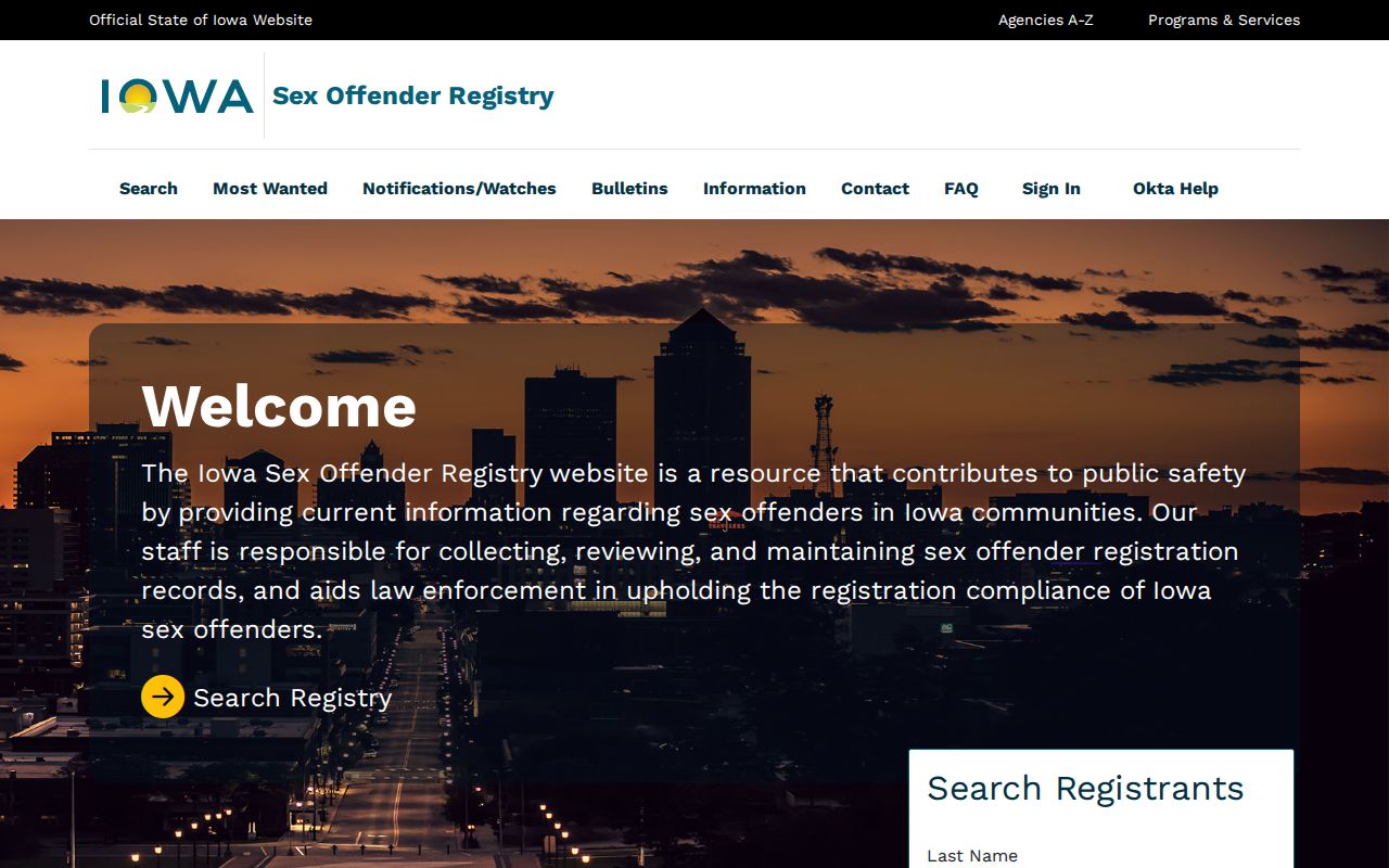 Carroll County sex offender search on the Iowa registry